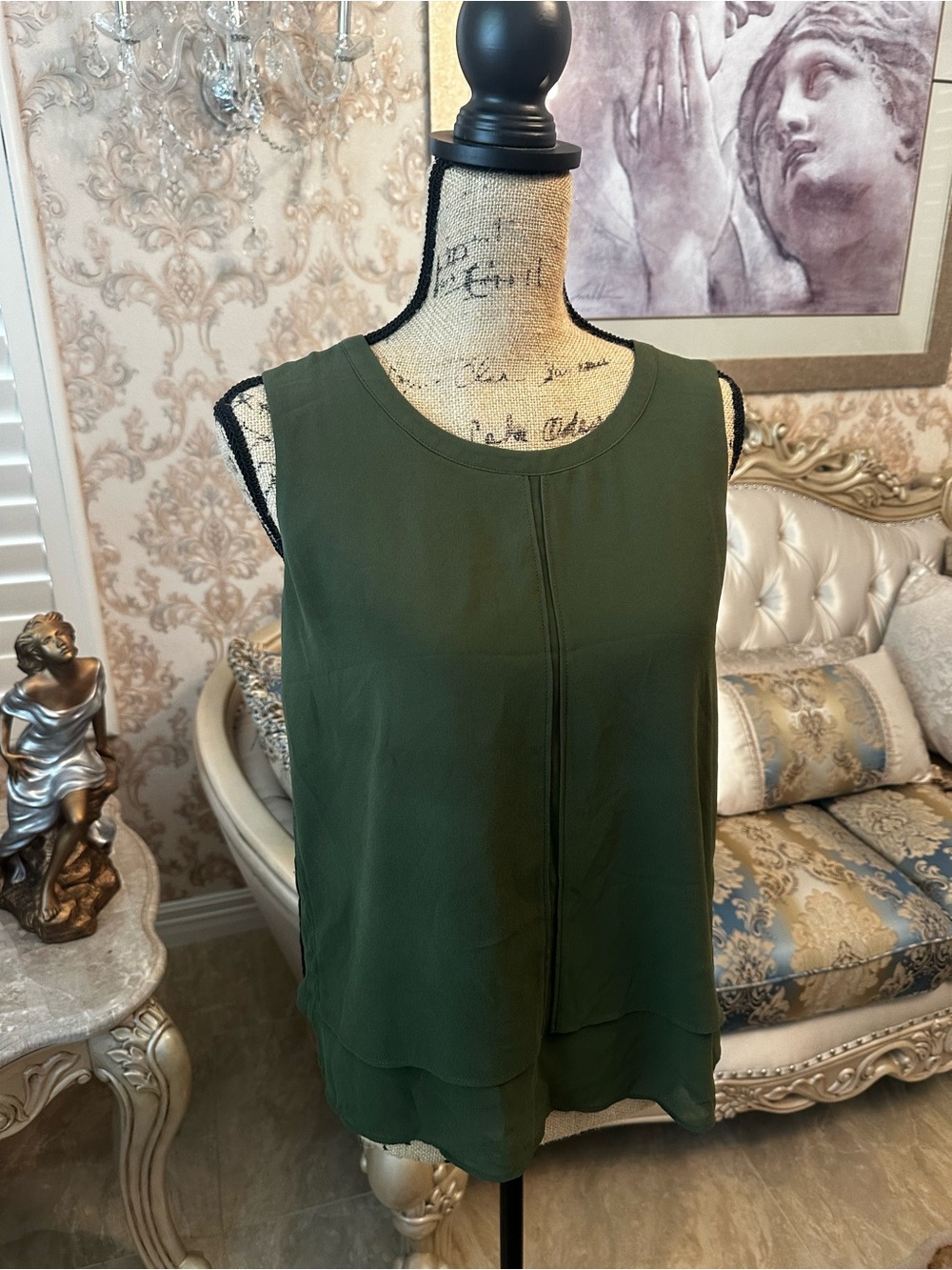 Naked Zebra Olive Green Layered Sleeveless Camisole